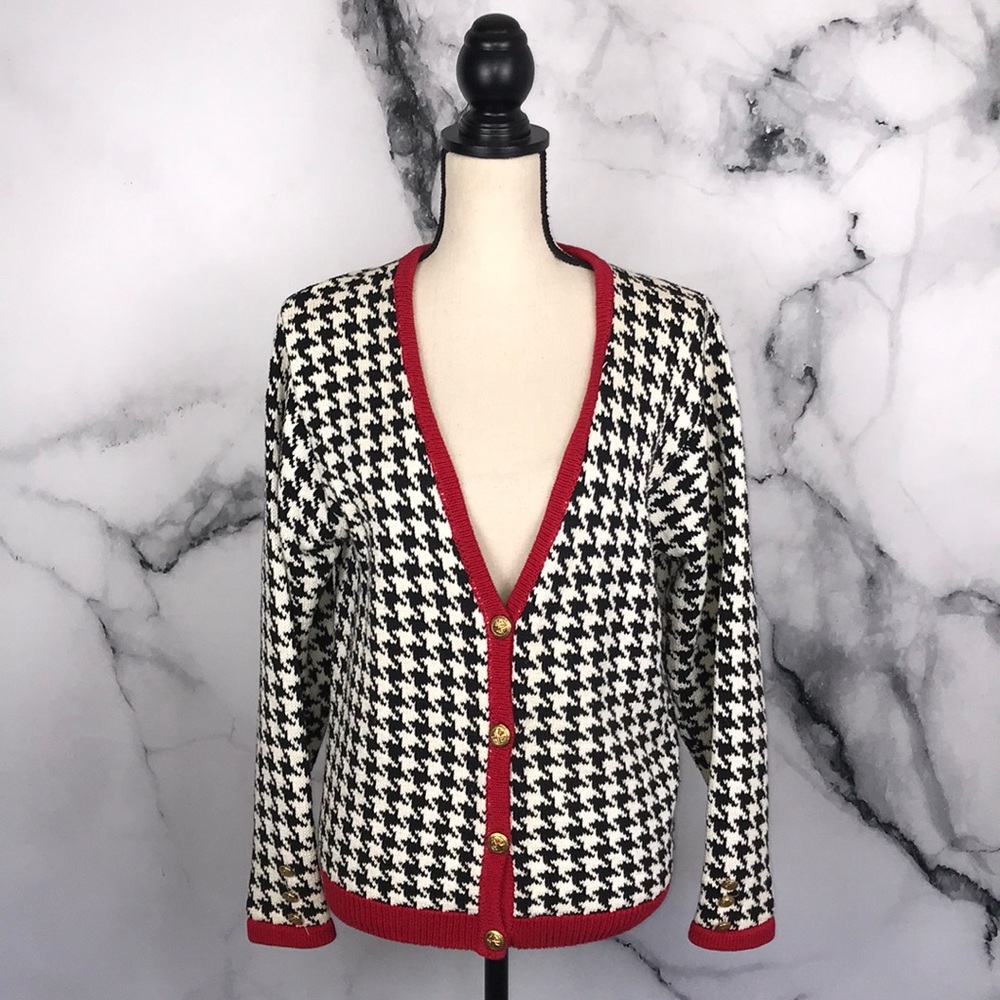 🦋ROBERT SCOTT🦋 vintage houndstooth cardigan
